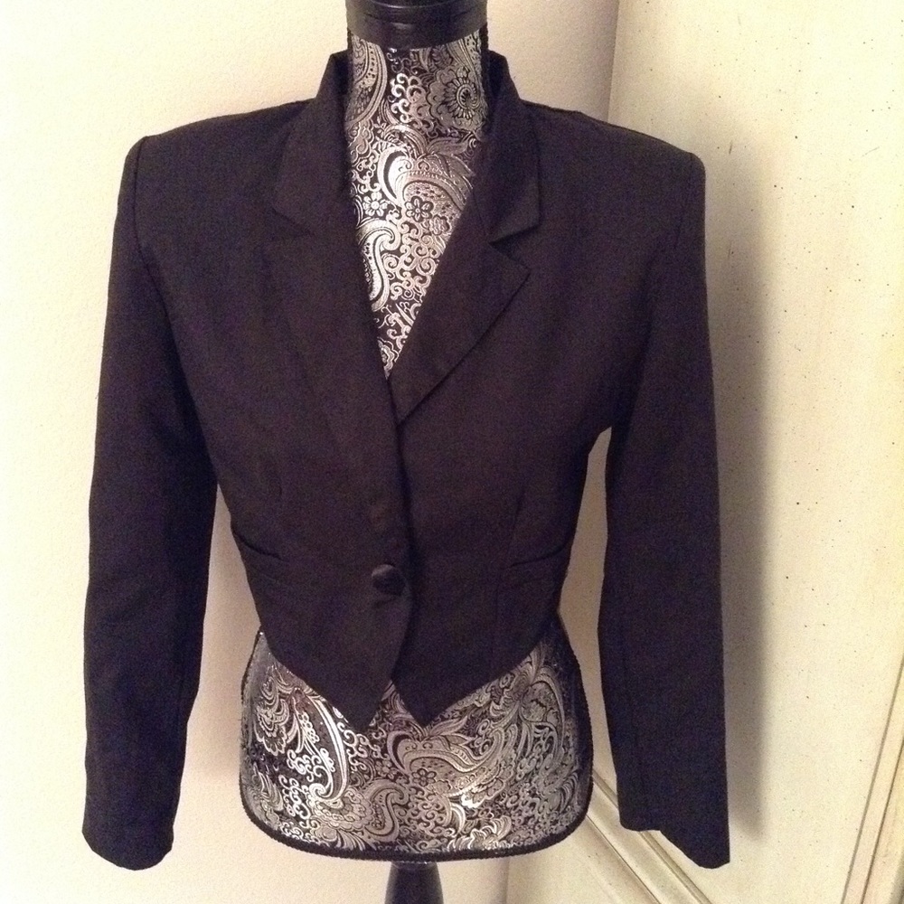 VINTAGE 80's DAILY HABIT CROP BLACK BLAZER 5